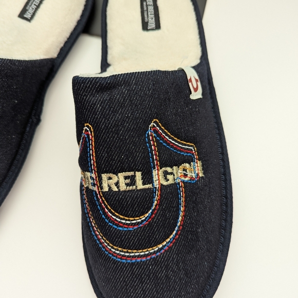 BNWT True Religion Men's (Size Large 11-12) Denim Slide-In Slippers - Picture 4 of 16
